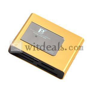 マイクロUSB2.0マルチカードリーダー　CF MS SD MMC T-Flash対応　6in1　ゴルド