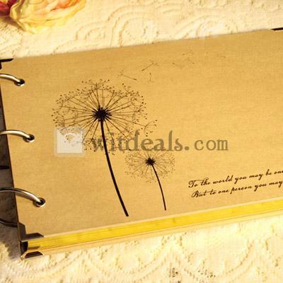 粘着式フォトアルバム／写真入れ 金色黒台紙　ダンぽぽ 10インチ金色