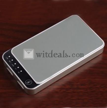 【送料無料】二つUSBポート付き ポリマー5200mAh 汎用タイプモバイルバッテリー　グレー