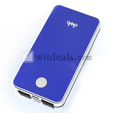 4800mAh　汎用タイプモバイルバッテリー　多種の変換プラグ【iPhone5にも対応】ブルー