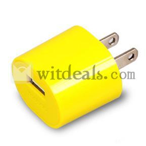 【送料無料】iPhone5用 USB充電器／電源アダプター　イエロー
