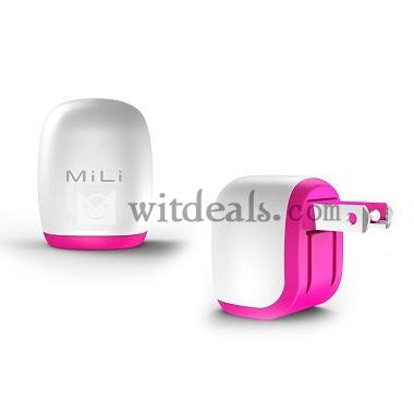 【送料無料】iPhone5 アイフォン5　USB充電器／アダプタ　ホワイトレッド