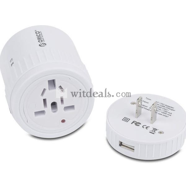 海外変換プラグ／マルチコンバータ　USB変換プラグ 回転可能　ホワイト