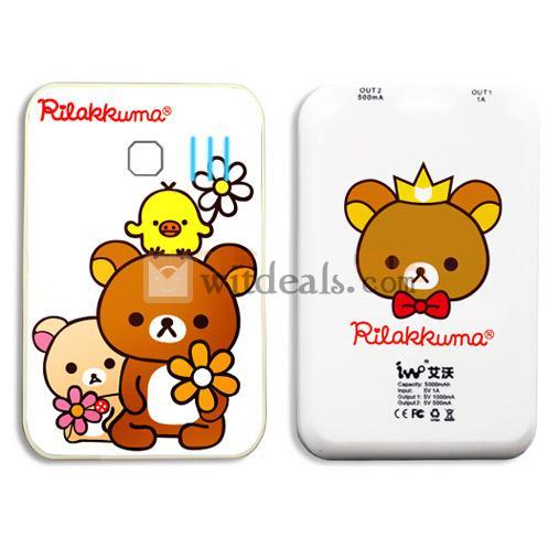 iPhone5薄型軽量＆かわいいモバイルバッテリー　5000mAh大容量　熊ちゃん　