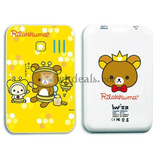 熊ちゃん　ポケットサイズでも大容量　5000mAhのモバイルバッテリー　超可愛い【iPhone5にも対応】