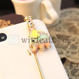 埃を防ぐ　iPhone5対応　輝くイヤホンジャック アクセサリー　揺れる動物シリーズ　象