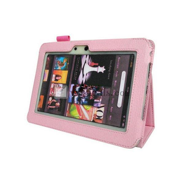Amazon Kindle Fire HD 保護カバー／ケース　ライチ皮紋 PU革　ピンク
