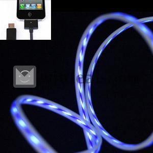 EL発光ケーブル0.8m　iPhone4S用ケーブル　ホワイトケーブルパープル光