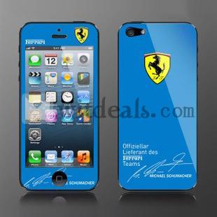 可愛い　iPhone5前後保護フィルム　ブルーフェラーリ