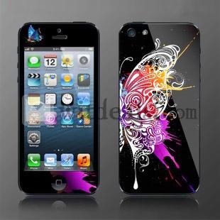 iPhone5用　前後保護フィルム　ブラック蝶