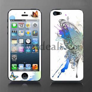 白い蝶　可愛い＆オシャレ　iPhone5専用保護フィルム　前後保護　