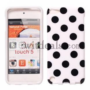 水玉　iPod touch5 シリコンケース　iPod touch 5カバー　6色選べる　ホワイト