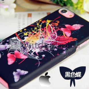 磨き砂　アイポッドタッチ5世代用　ハードケース　保護ケース　黒色蝶