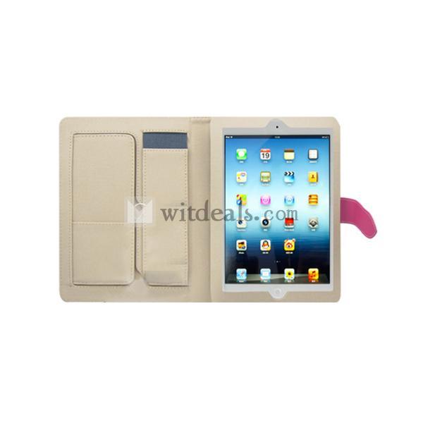 横開きタイプ　iPad miniレザーケース／iPad miniカバー　スタンド式　ピンク