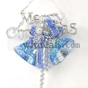 【クリスマス飾り】 クリスマスベルハンガー（2ベル入り）　18cm　銀＆青