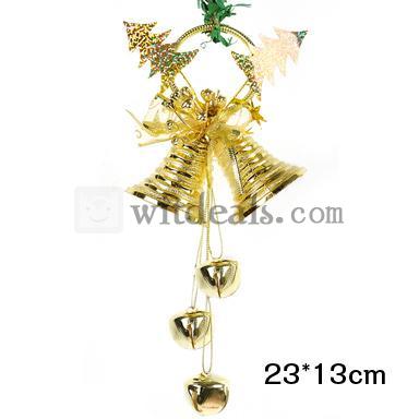 【クリスマスおしゃれ小物】 クリスマスベルハンガー（2ベル入り）　23X13cm　金色