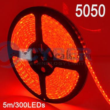 新型5m SMD5050 防水LEDテープライト／リボンライト／クリスマス 300LEDs レッド