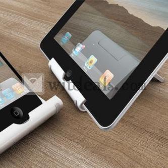 iPad　mini小型創意スタンド／ホルダーiPad2/3　iPhone4S/5対応傷つき防止　滑り止め　ホワイト