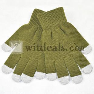 スマートフォン対応　五つ指タッチ　スマホ手袋　iPhone5手袋　5本の指でスマートフォンを操作できる手袋　レディース/メンズ/キッズ/スマートフォン手袋　グリーン