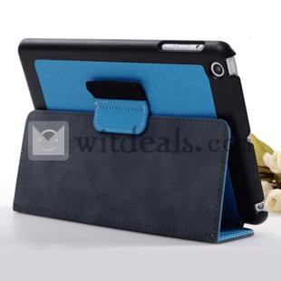 iPad mini保護ケース　高級PUレザー　純色ブルー