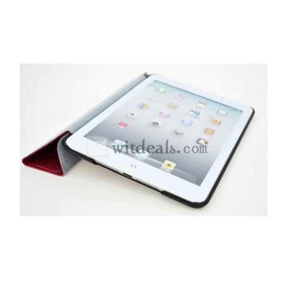 iPad mini保護ケース　超薄型合皮珠光　ローズレッド