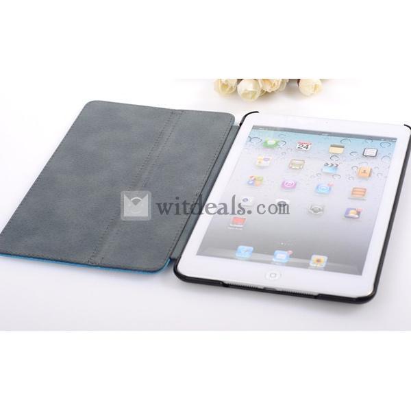 iPad mini保護ケース　高級PUレザー　純色ブルー