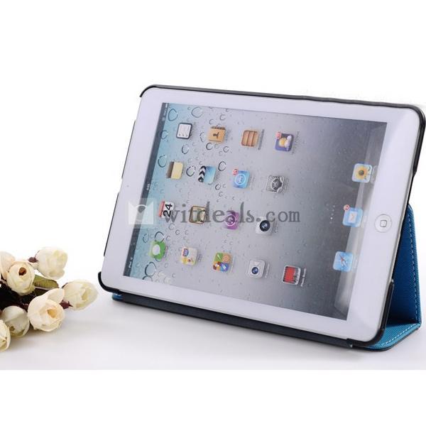 iPad mini保護ケース　高級PUレザー　純色ブルー