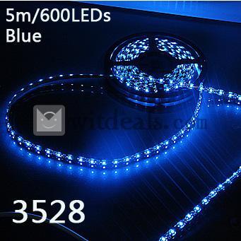 防水600LEDs LEDテープライト／ストリップライト/リボンライト5m SMD3528　ブルー