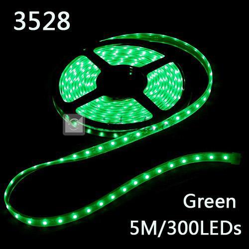 3528型300LEDs LEDストリップライト/テープライト／リボンライト 5m防水 グリーン