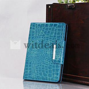 【6色選べる】 iPad mini専用レザーケース　ワニ柄　iPadミニ保護ケース　iPad miniカバー　ブルー