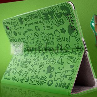 iPad miniレザーケース　PUフェイクレザーケース　iPad miniカバー　グリーン