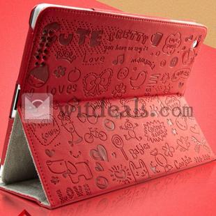 iPadミニケース　iPad mini専用フェイクレザーケース　PU　iPad miniカバー　レッド