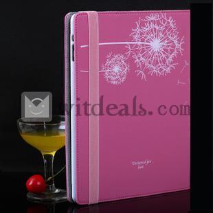 iPad4専用レザーケース／ソフトカバー　タンポポ模様　超博　ピンク