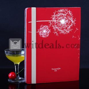 iPad4レザーケース／カバー　アップルタンポポ　超薄　赤