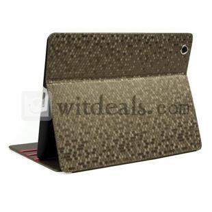 iPad4ケース／iPad4用カバー　レザー格子　ピカピカ　ブラウン