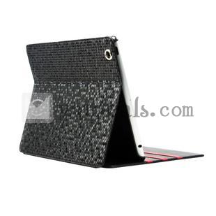 iPad4格子ケース／専用カバー　ピカピカレザー　ブラック