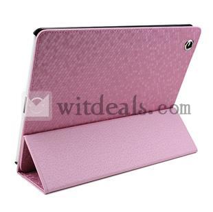 iPad4カバー／レザーケース　ピカピカ格子　きれい　ピンク