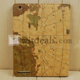 iPad4レザーケース／保護カバー　航海地図　イエロー