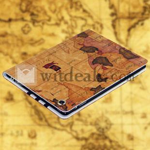 iPad4ケース／カバー　航海地図　レザーケース　カーキ色