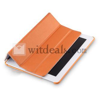 iPad4スマートカバー／PUソフトケース　スリープ機能付き　折りたたみ可能　イエロー