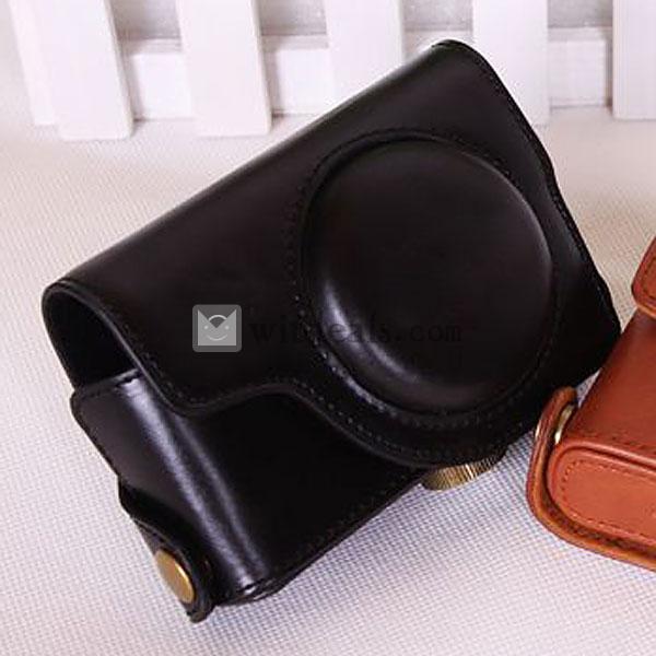 キャノンカメラケース Canon-S100V専用　カメラPUレザーバッグ ブラック