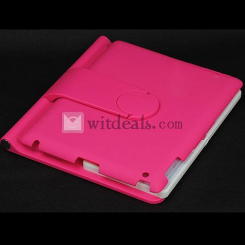 iPad4 360度回転可能スタンド　iPad4Bluetoothキーボードケース付きスタンド　ロージレッド