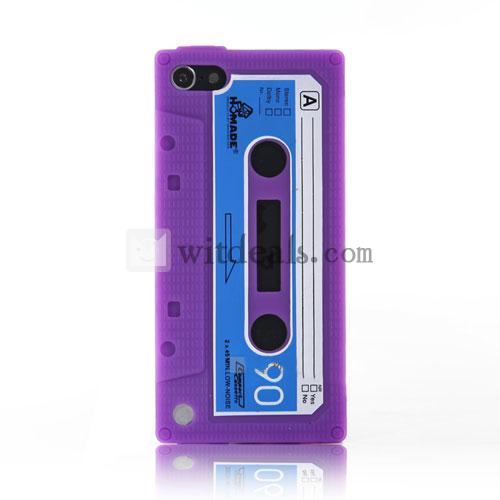 iPod touch5用ケース　iPod touch5シリコンケース　テープ模様　パープル