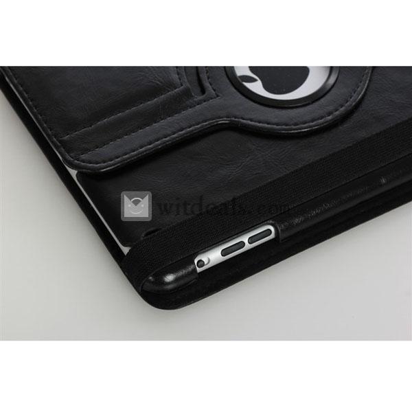 選べる3色　360度回転式iPad miniレザーケース／iPad miniカバー　スタンドタイプ　ブラック