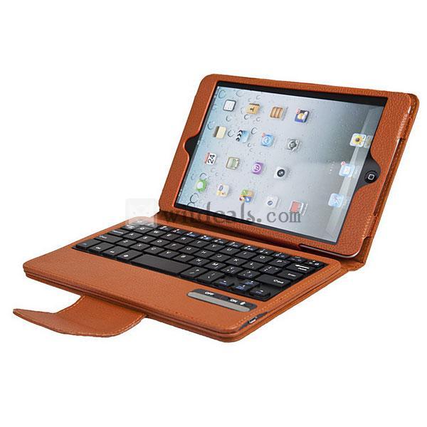 iPad miniケース　iPad mini専用キーボードケース　Bluetooth付きワイヤレスiPad miniカバー　ブラウン