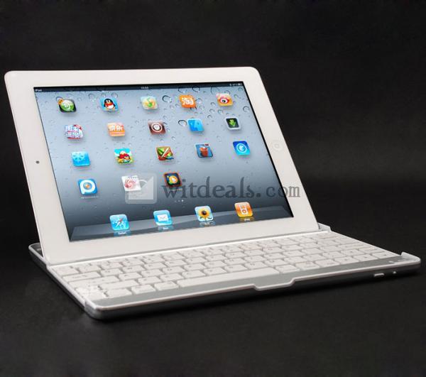 iPad4Bluetoothキーボードケース　省エネ　休眠から復帰可能iPad4キーボードケース　ホワイト