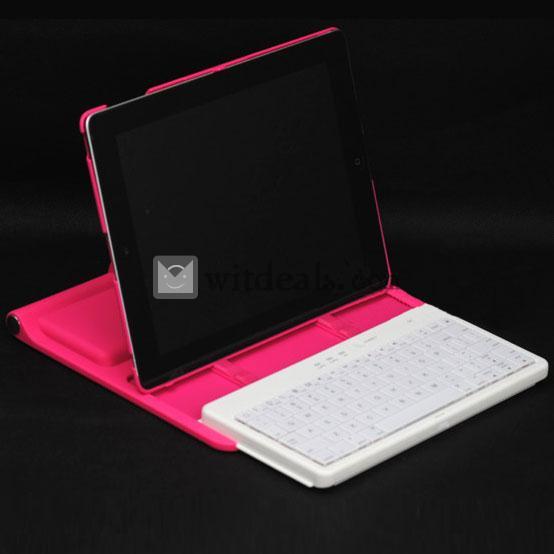 iPad4 360度回転可能スタンド　iPad4Bluetoothキーボードケース付きスタンド　ロージレッド