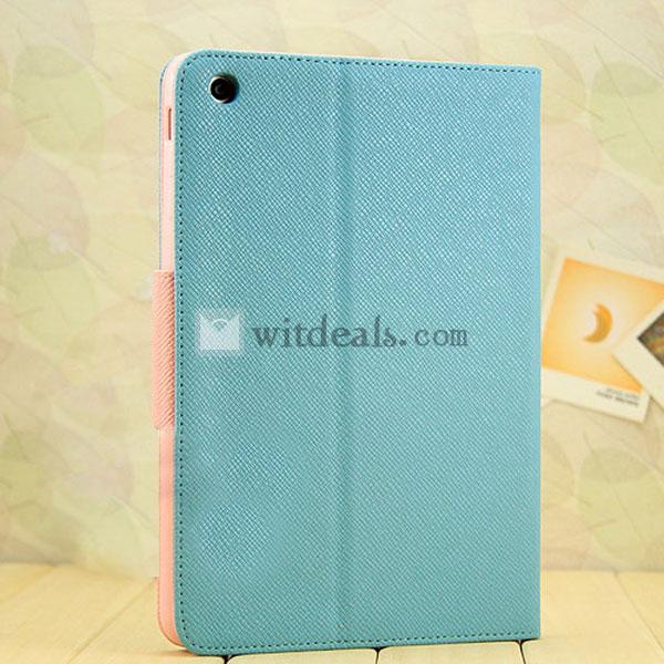 iPad mini保護ケース／カバー　レザー　良い手触り　ファッション色　ブルー