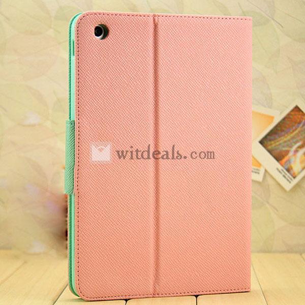 iPadミニ専用保護ケース／カバー　レザー　可愛い　超薄い休眠可能ピンク