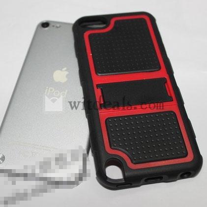iPod touch5用保護ケース　スタンド付き　PC+TPU　 2色　レッド